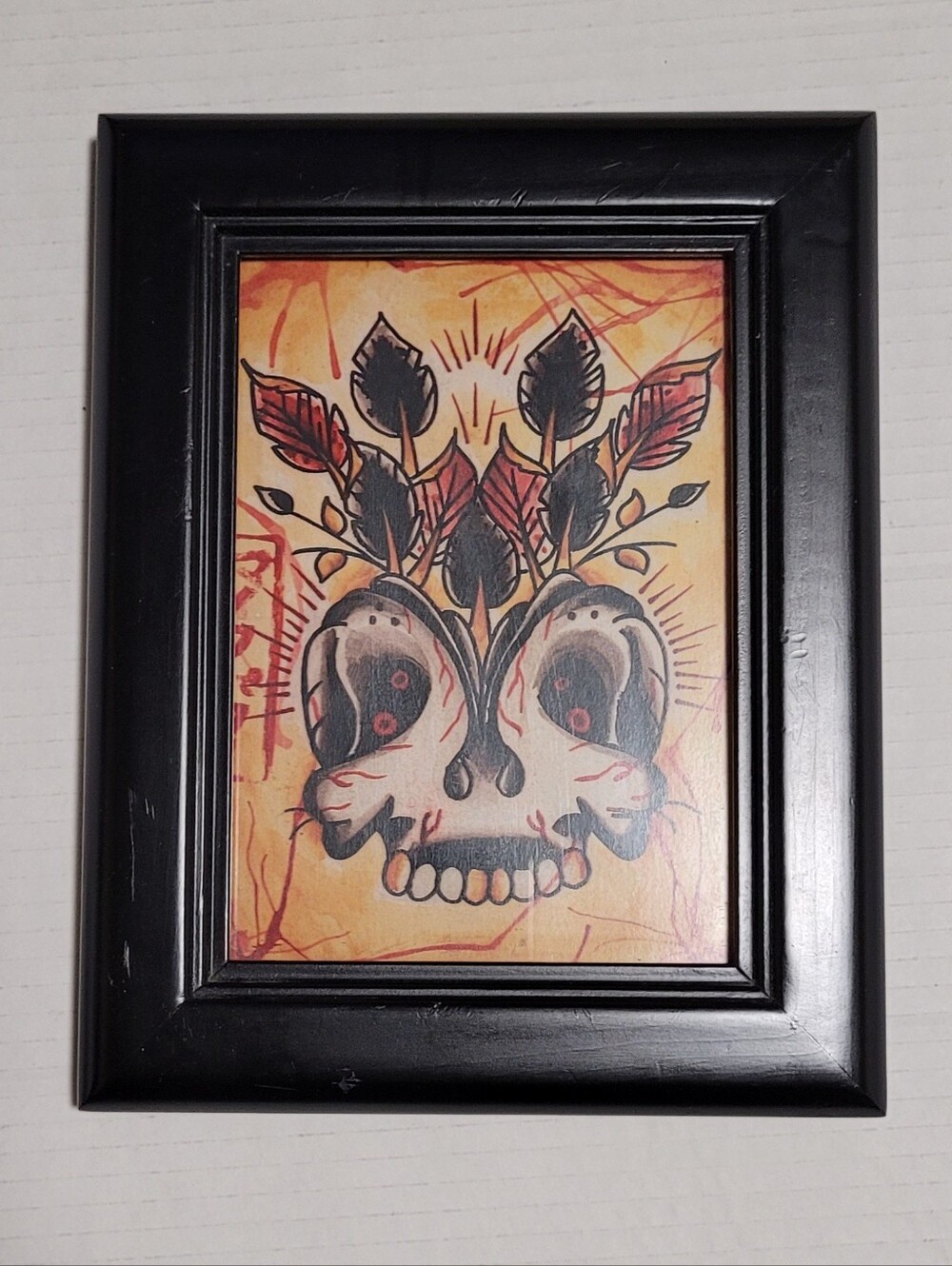 Framed Gothic Floral Skull Art Print